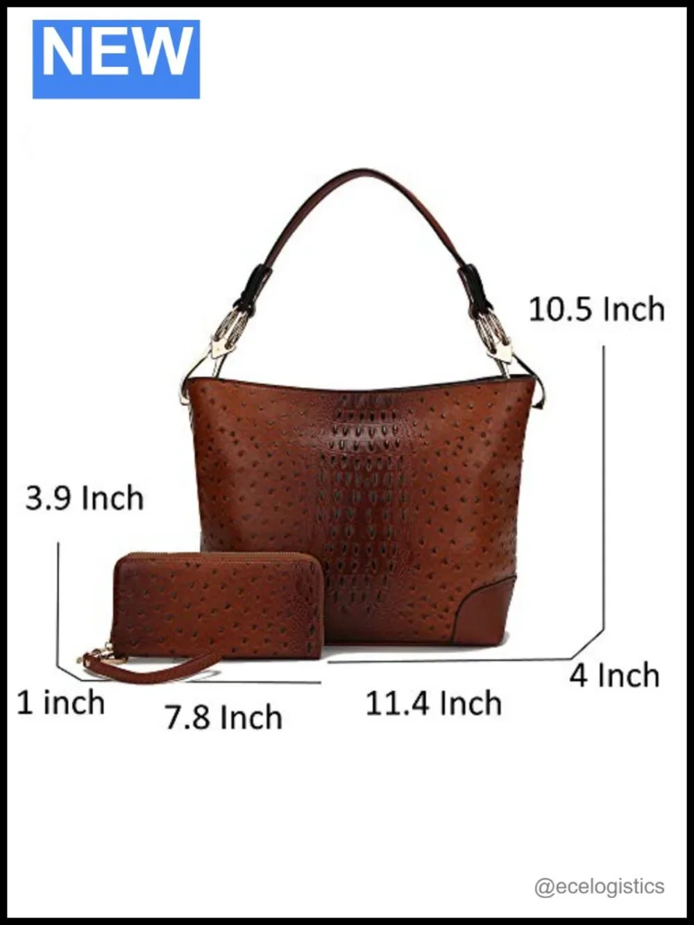 Set Hobo Bag & Wristlet Wallet Vegan Leather Shoulder Strap Zip Top